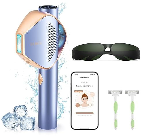 LUBEX Smart Permanent IPL Laser Hair Removal for Woman and Men, Painless Sapphire Ice-Cooling, Alternative to Salon, Bikini Shaver, Facial Epilator for Armpits Back Legs Arms Face Bikini Glow 6 A+