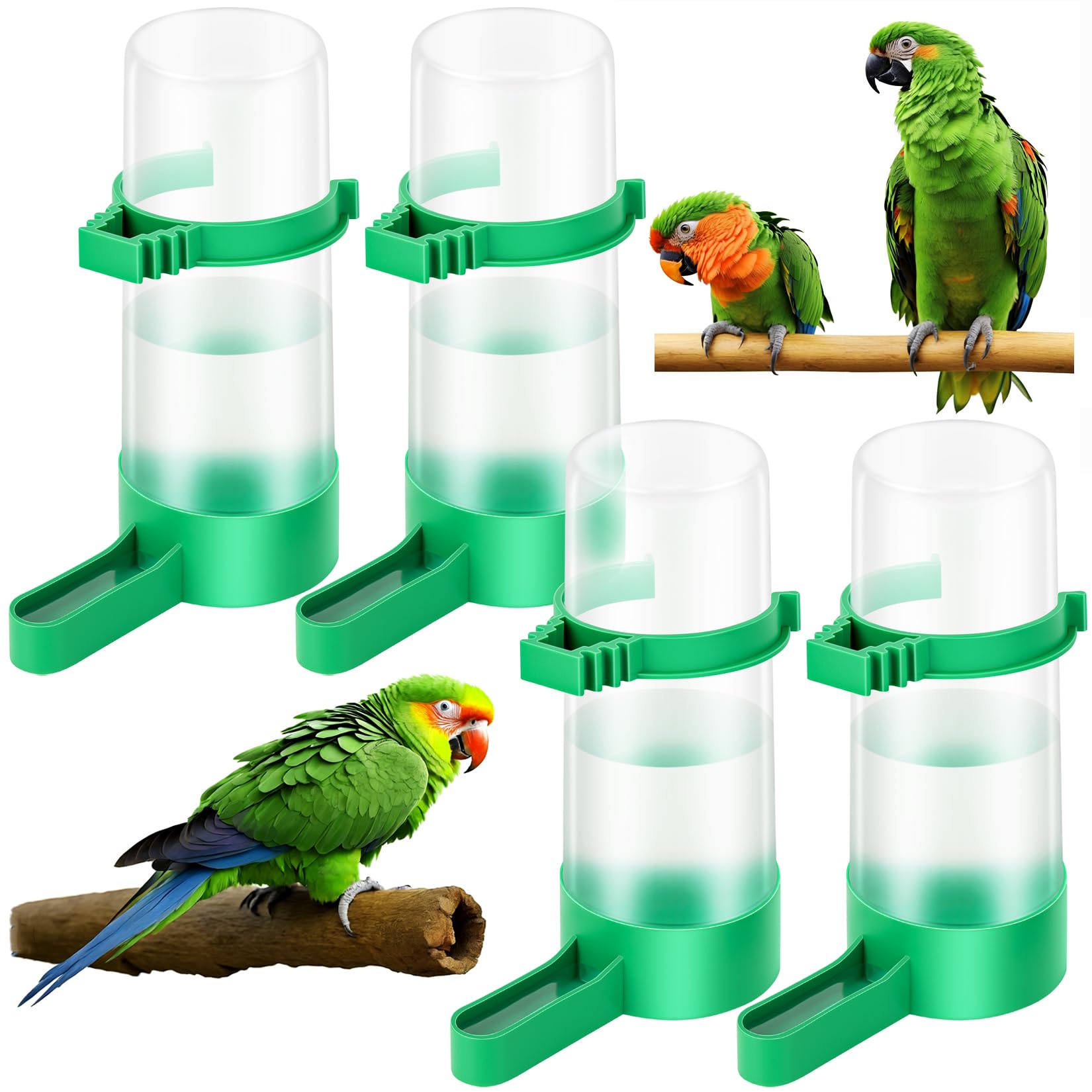 Photo 1 of Lamoutor 4Pcs Bird Water Feeder Plastic Drinker Feeder Water Clip for Parrots Budgie Cockatiel Lovebirds