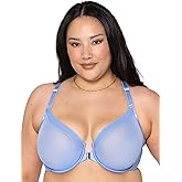 Curvy Couture Womens Sheer Mesh Front-Close Racerback Unlined Bra