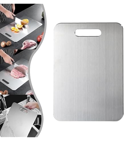 100% Pure Titanium Cutting Board – Heavy-Duty Chef Board With Non-Slip Surface For Meat, Veggies, Fruits – Eco-Friendly & Easy To Clean
