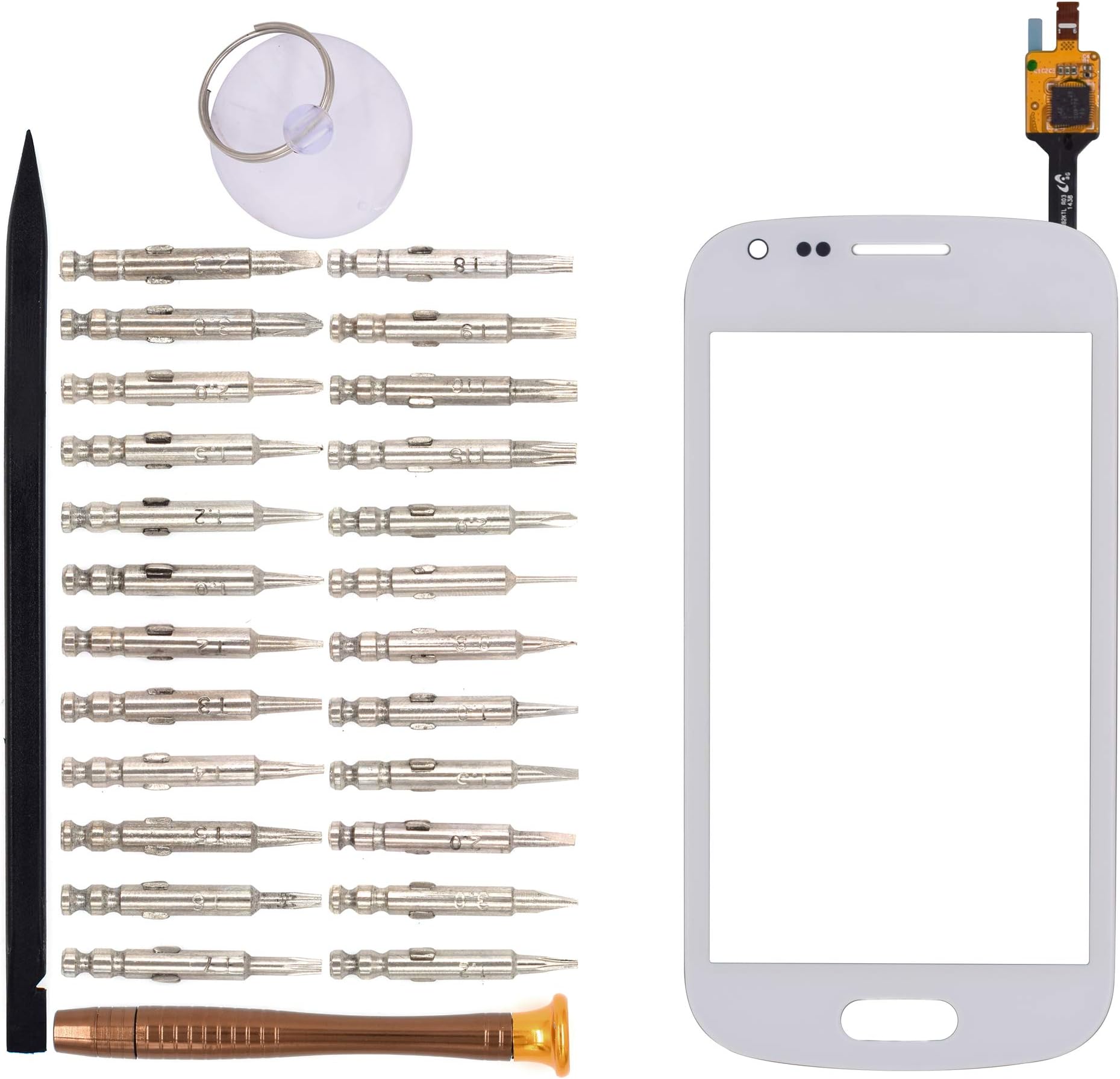 Goodyitou Touch Screen Glass Digitizer Replacement for Samsung Galaxy S Duos 2 S7582/Galaxy Trend Plus/S7580(White)