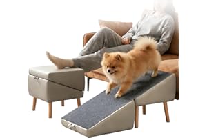 Dog Ramp for Couch, Dog Stairs for Small Dogs and Cats, Foldable Pet Steps for Puppy and Medium/Senior Dogs, Split Ottoman De