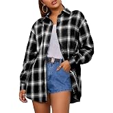 Aazon.co: Zontroldy Plaid Flannel Shirts For Woen Oversized Long...