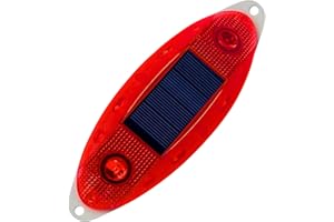 QXMH Solar Strobe Warning Light,Small Solar Safety Warning Light 360 Degree & Outdoor Waterproof,Traffic Pavement Bright LED Lights for Construction Site,Traffic,Dock,Marine,Stop Sign (New Red 1 Pack)