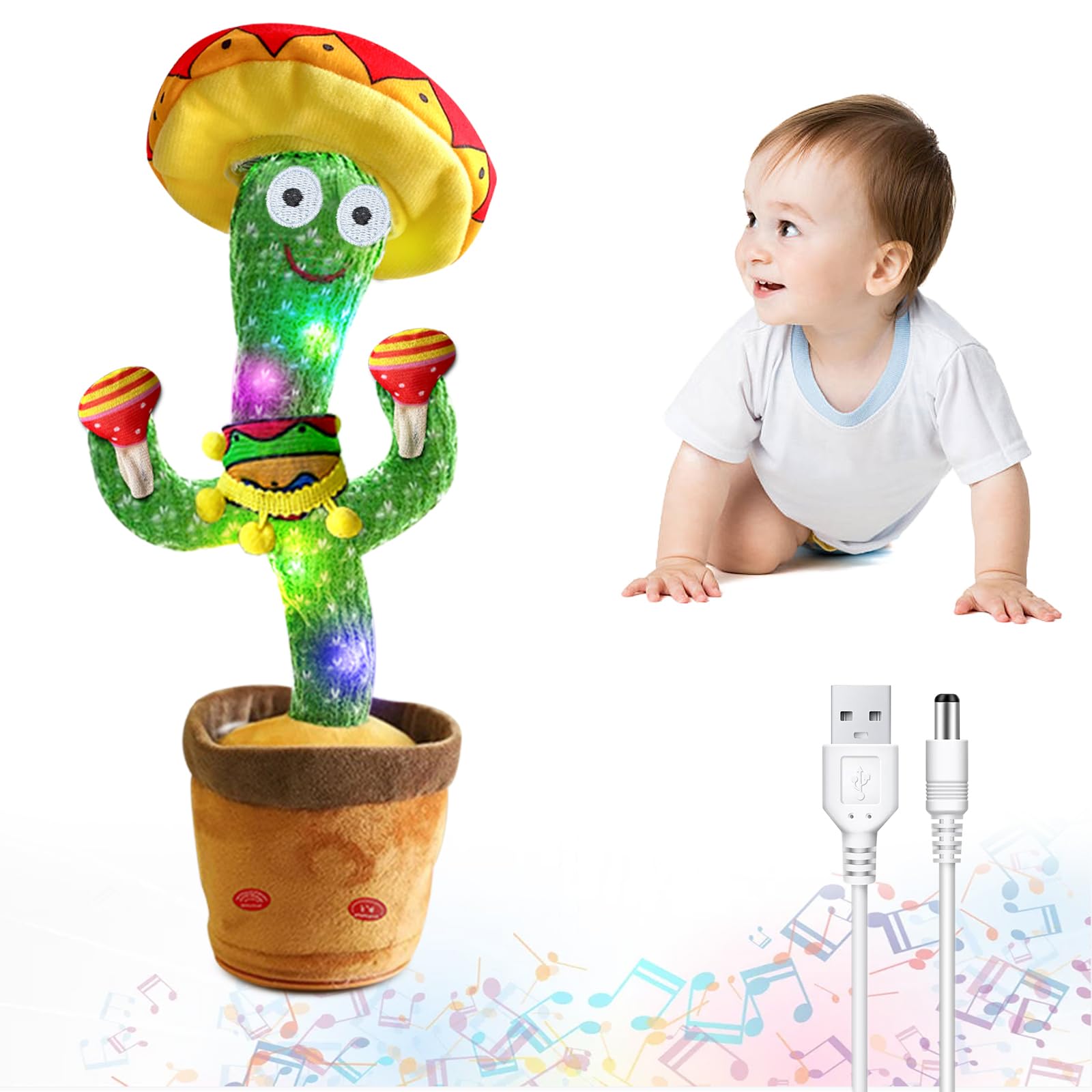 Photo 1 of UMIKOOL DIRECT Dancing Cactus Repeats What You Say, Electronic Plush Toy with Lighting, Singing Cactus Recording and Repeat Your Words for Education Toys,Singing Cactus Toy, Cactus Plush Toy