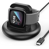 Charger Dock for Fitbit Versa 4/Versa 3/Sense 2/Sense, Anti-Slip Charging Stand Dock with 4.4Ft USB C Cable Cord for Sense 2/Sense/Versa 4/Versa 3 Smartwatch