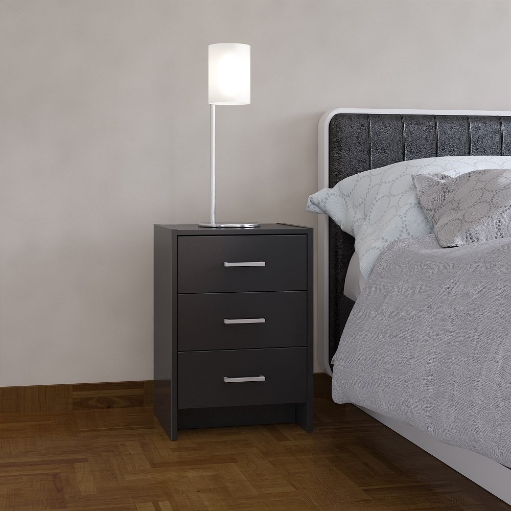 Home Source Bedside Table Black 3 Drawer Buy Online In Cambodia At Desertcart