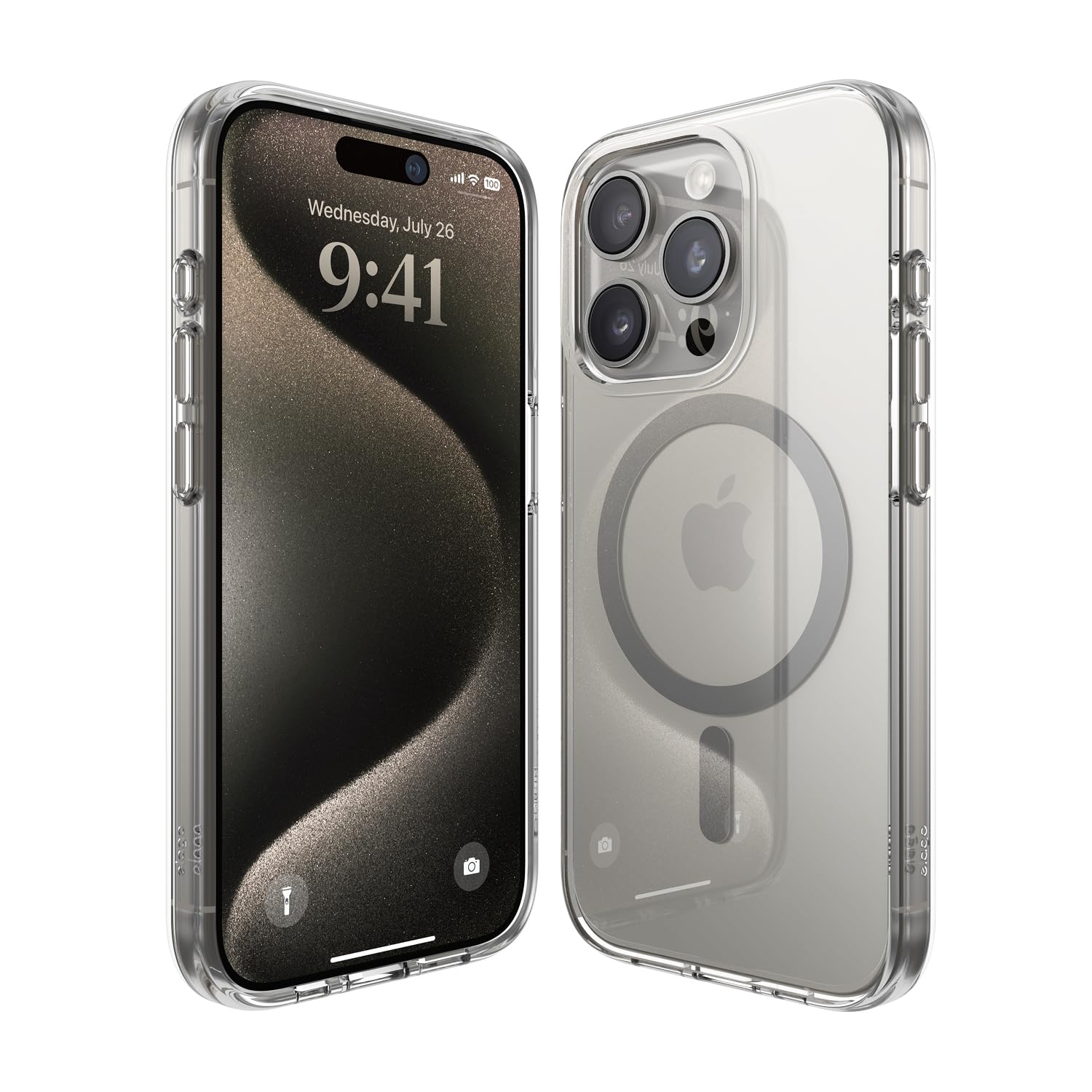 elago Magnetic Hybrid Clear Case Compatible with iPhone 15 Pro Case, Compatible with MagSafe, PC + TPU Hybrid Technology, US Military Grade Drop Protection, Reduced Yellowing (Medium Grey)
