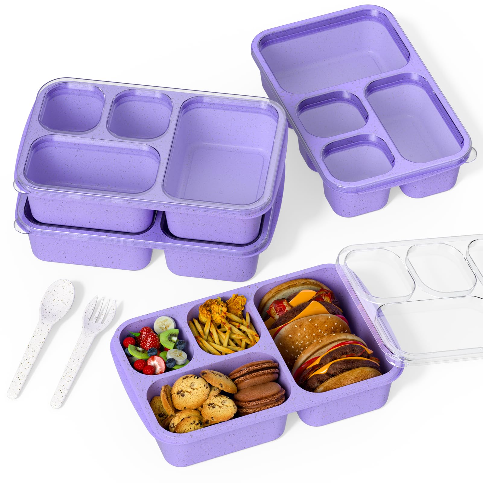 Bento Box for Adults and Snack Containers Set of 4