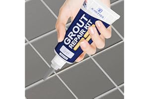 KCUT Tile Grout Repair Kit, 6.34oz Grout Fill Tube, Tile Grout Sealant and Caulking Tool for Kitchen Bathroom Shower Tiles, Waterproof Tile Grout Paint, Renew Tile Seam Lines and Fill Gaps(1Pcs, Grey)