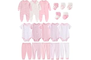 falianni Baby Boy Girl 18 Pack Layette Set Cotton Infant Unisex Clothes and Accessories New born Essentials Clothing Sets