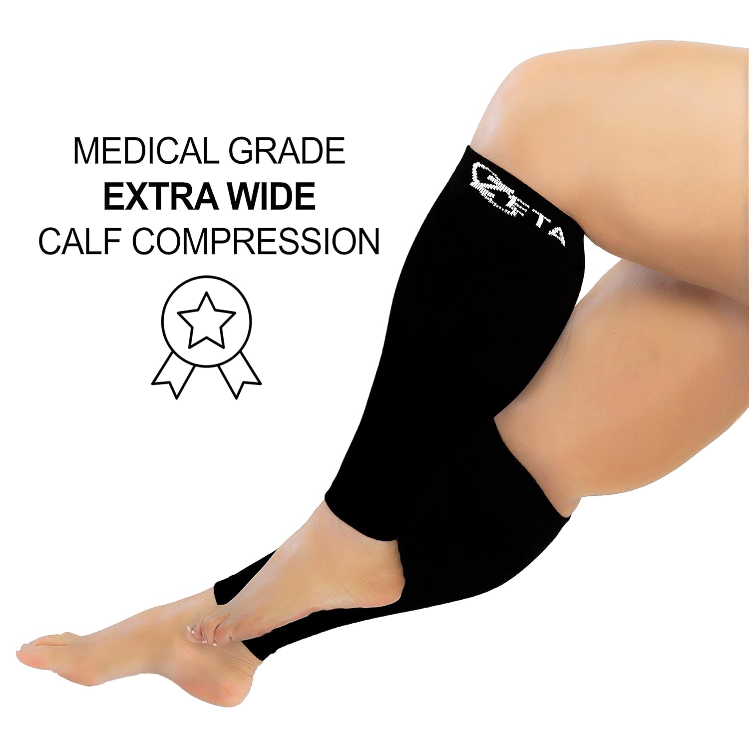 Zeta Wear Calf Compression Sleeve Men & Women, Plus Size Wide Shin Splints Support and Calf Support Sleeves - Image 4