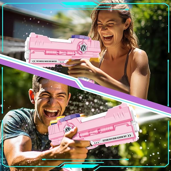 ELECTRIC WATER GUN, ULTIMATE BATTLE BLASTER WATER GUNS WITH DUAL NOZZLES HIGH CAPACITY AUTOMATIC SQUIRT GUNS SUMMER OUTDOOR BEACH SWIMMING POOL PARTY TOY FOR ADULT AND KIDS (PINK, 1P PINK)