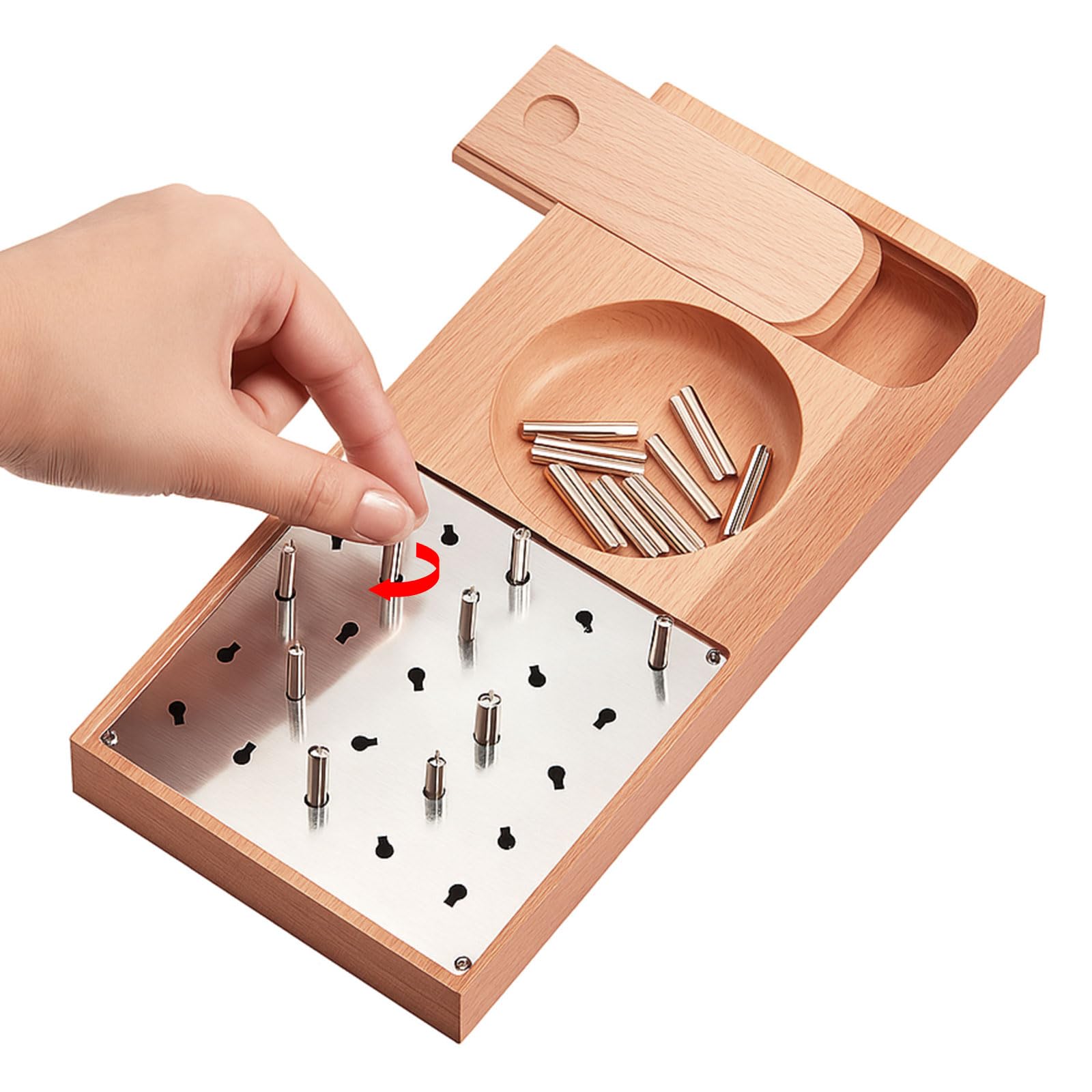 Photo 1 of GlikCeil Wooden Pegboard for Finger Dexterity with 18 Nail Holes in Different Directions Peg Board with 25 Iron Rods for Improve Fine Motor Skills and Finger Dexterity