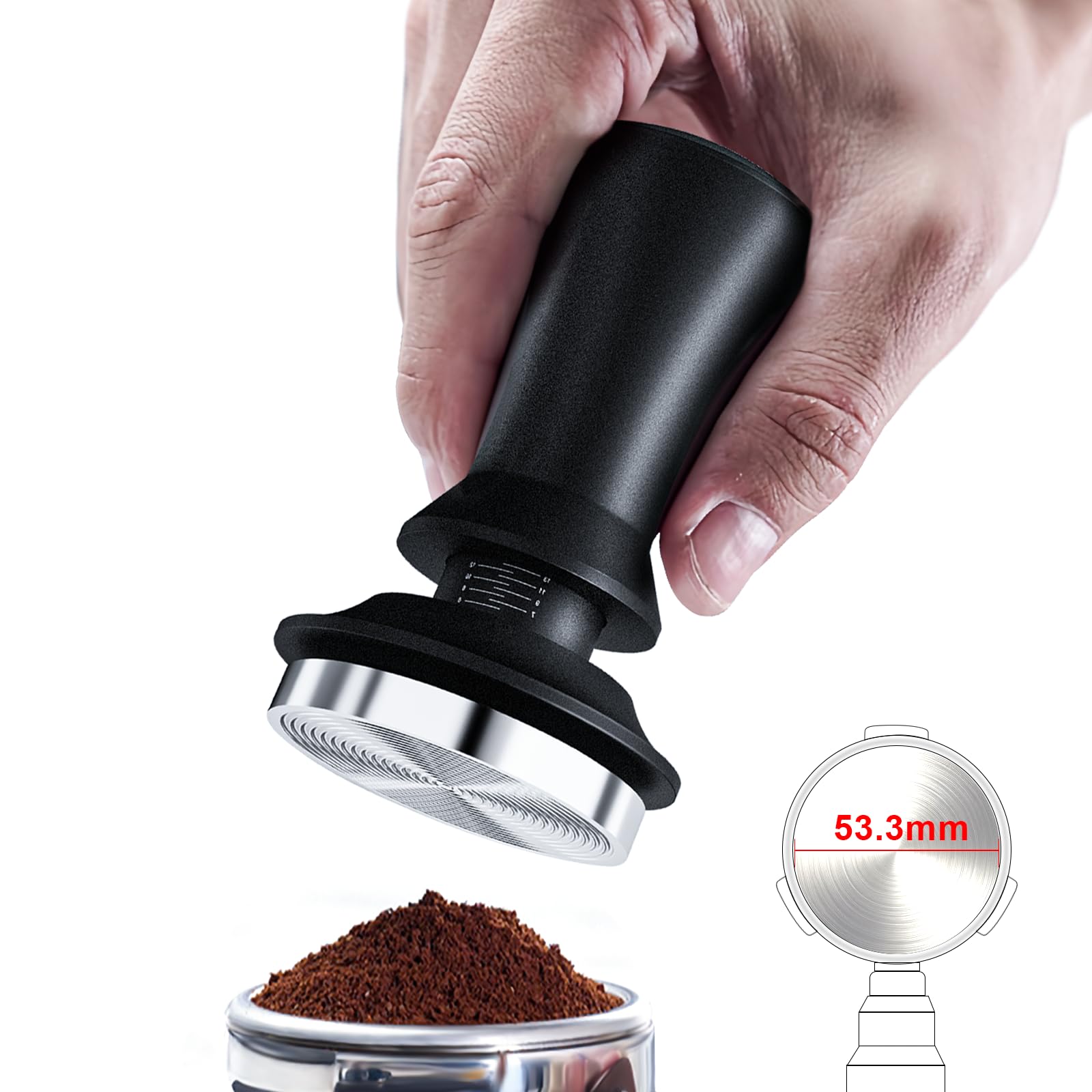 Mua 53.3mm Espresso Tamper [FOODGRADE]AllMetal Adjustable 30LB Hand Tampers with Scale, for
