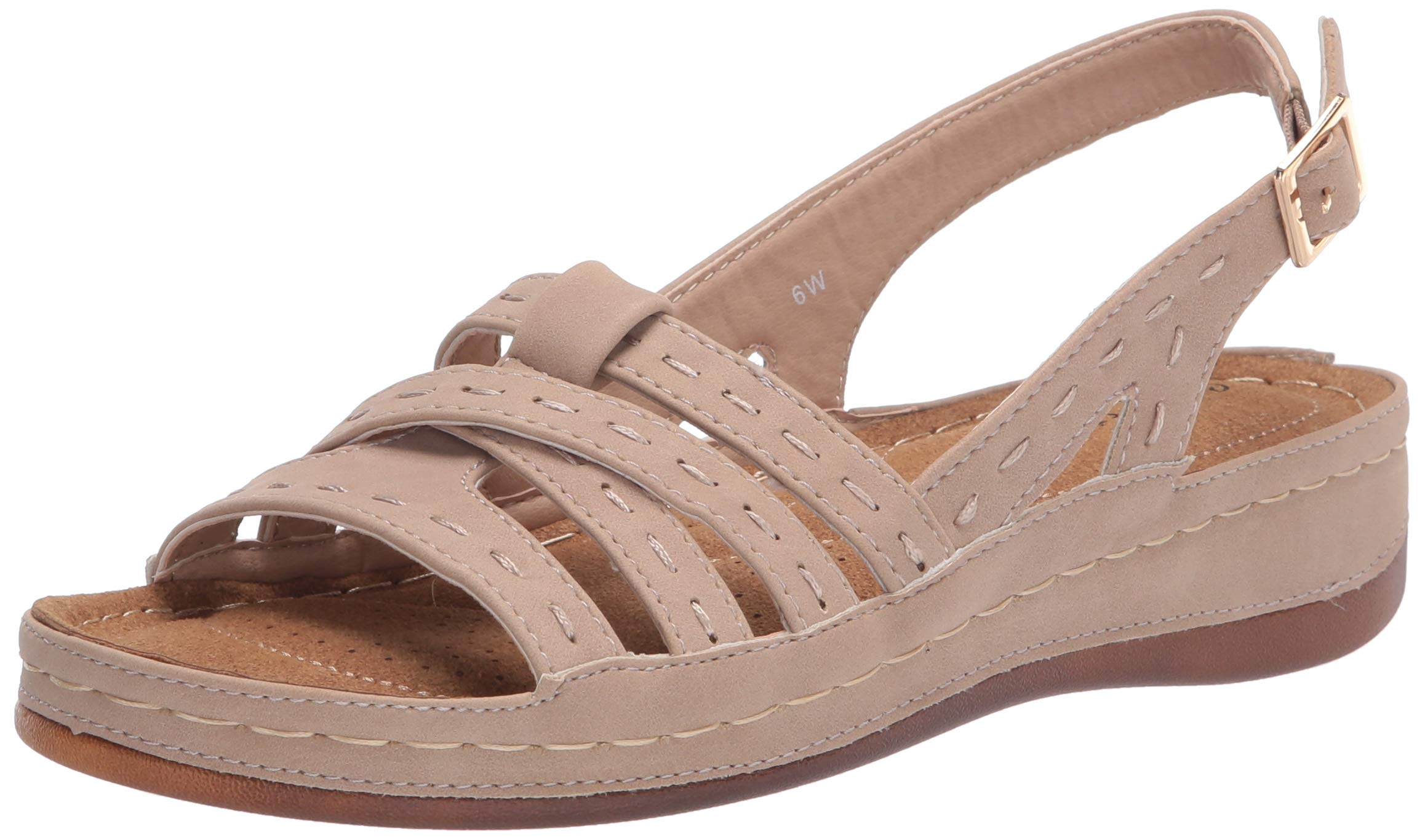 Easy Street Women’s Kehlani Wedge Sandal, Natural, 5