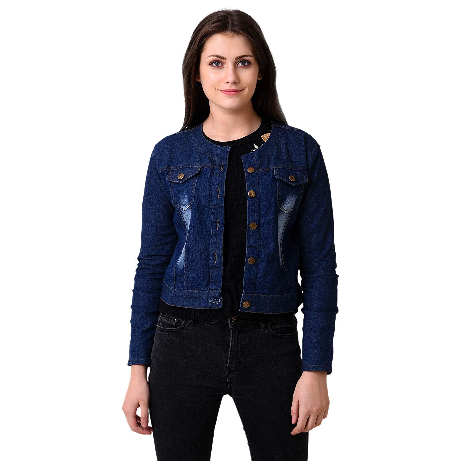 stc fashion full sleeves solid denim jacket for women's/girls