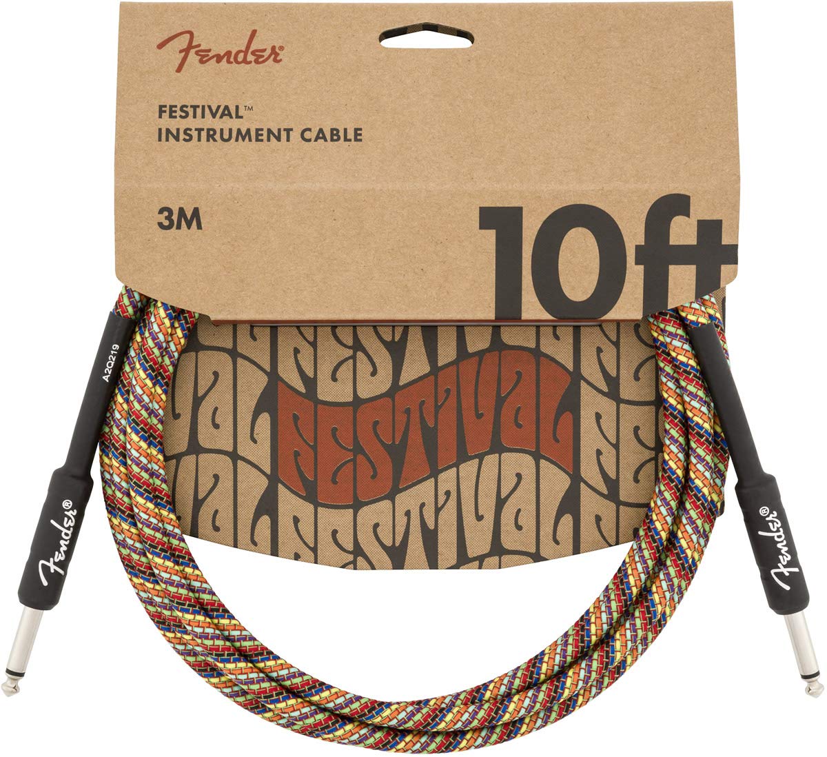 Fender® Festival - Instrument Cable - 10 ft (3m) - STR/STR - Rainbow