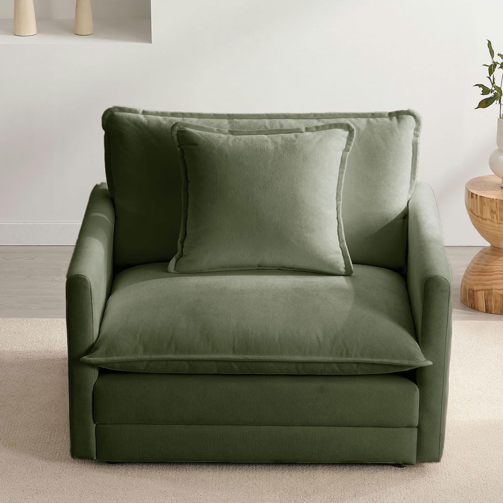 Photo 1 of Mixcous Chenille Oversized Accent Chair - 39”W Big Comfy Reading Chair, Modular Cloud Chair, Cozy Armchair for Living Room, Bedroom, Kids Room, Family Room, Reading Nook, Sage Green