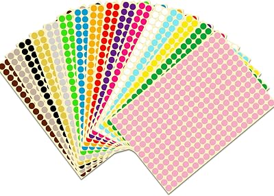JANYUN 4160pcs 8mm Sticky Dots 16 Neon Colors Circle Labels Self Adhesive