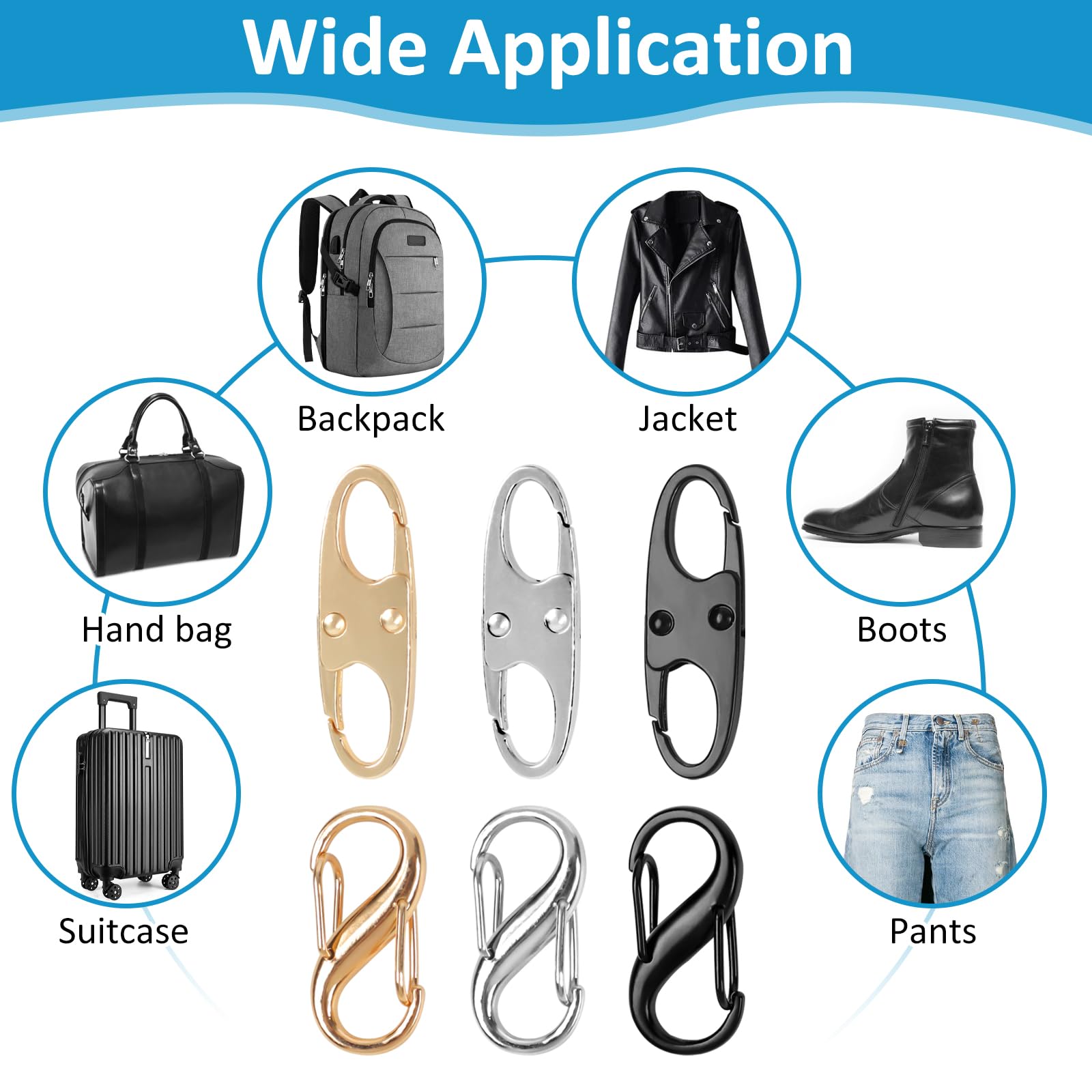Phinus Lock Combo, Total 21PCS Clips Anti-Theft, Locks Anti-Theft for Luggage, Clothing, Backpacks, Boots, Purses, Travel Outdoor Sports(Black, Silver, Gold)
