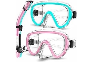 Bairuifu 2 Packs Dry Snorkel Mask Set Snorkeling Gear for Adults Scuba Diving Mask Swimming Glasses Swim Dive Mask Nose Cover Free Diving