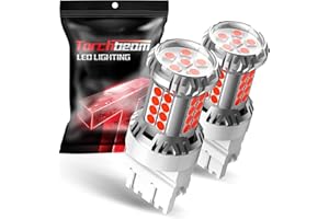 Torchbeam 3157 3156 LED Bulb Tail Brake Lights Red 600% Brighter, 3056 3057 4057 4157 3457 Brake Stop High Mount Stop Tail Taillights for Cars, Non-polarity, 3030 38-SMD, Pack of 2