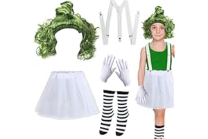 Yewong 6 Pieces Halloween Green Wig Costume Accessories Set Book Week Movie Character Costumes