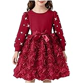 Flower Girl Dress Long Sleeve Cute Princess Dresses Birthday Party Prom Spring Holiday Toddler Girls Clothes 2-8Y