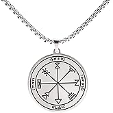 VASSAGO Stainless Steel First Pentacle of Jupiter Pendant Necklace Key of Solomon Seal Kabbalah Pagan Talisman Amulet Jewelry for Men and Women
