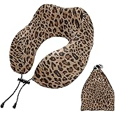 ALAZA Neck Travel Pillow for Sleeping Airplanes Memory Foam Portable Cheetah Leopard Print Animal Soft Washable Cover Neck Support Pillows