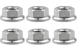 Wanyifa Titanium DIN6923 M5 M6 M8 M10 M12 M14 M16 Hex Flange Nuts Pack of 6 (M6 Pitch 1.0mm, Normal Titanium)