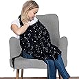 Cotton Nursing Cover – Large Breastfeeding Cover with Built-in Burp Cloth & Pocket – Soft, Breathable, Chemical-Free, 360° Coverage, Black Nursing Cover for Breastfeeding by San Francisco Baby