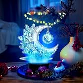 JBTM24 Diamond Art Night Light, Diamond Painting Desktop Ornaments for Adults, Gem Art Touch Lamp for Living Room Bedrooms, Desktop Bedside Luminous Ornaments Decorate (Moon)