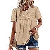 BETTE BOUTIK Women Boho Tops Short Sleeve Summer Flowy Shirts Dressy Casual Loose Trendy Blouses