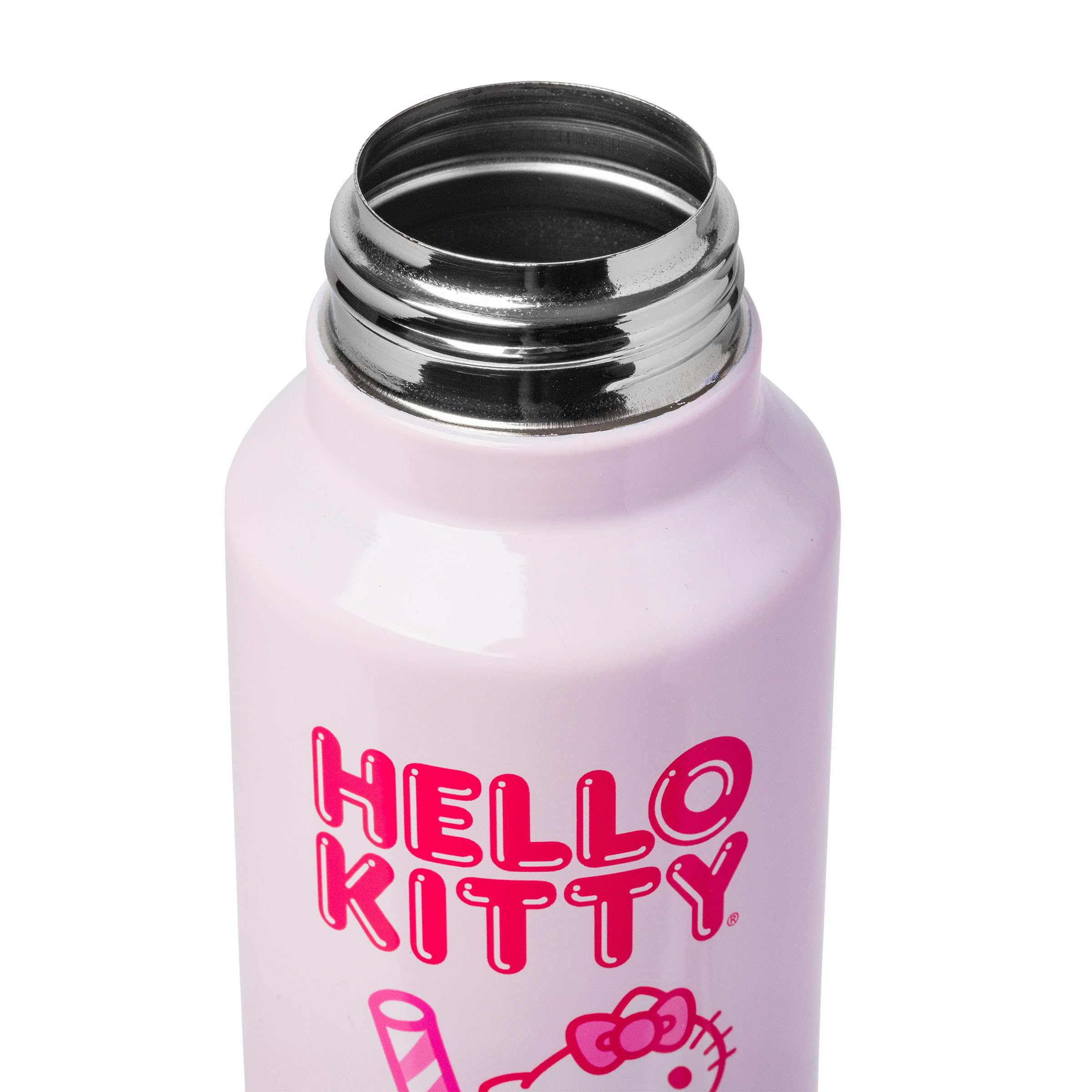 Silver Buffalo Hello Kitty Kawaii Strawberry Milk Pink Stainless Steel Water Bottle with Strap, 27 Ounces