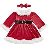 Frietlebird Toddler Baby Girl Christmas Dress Santa Claus Dress Long Sleeve Princess Party Dresses Cute Christmas Outfit