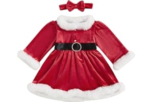 Frietlebird Toddler Baby Girl Christmas Dress Santa Claus Dress Long Sleeve Princess Party Dresses Cute Christmas Outfit
