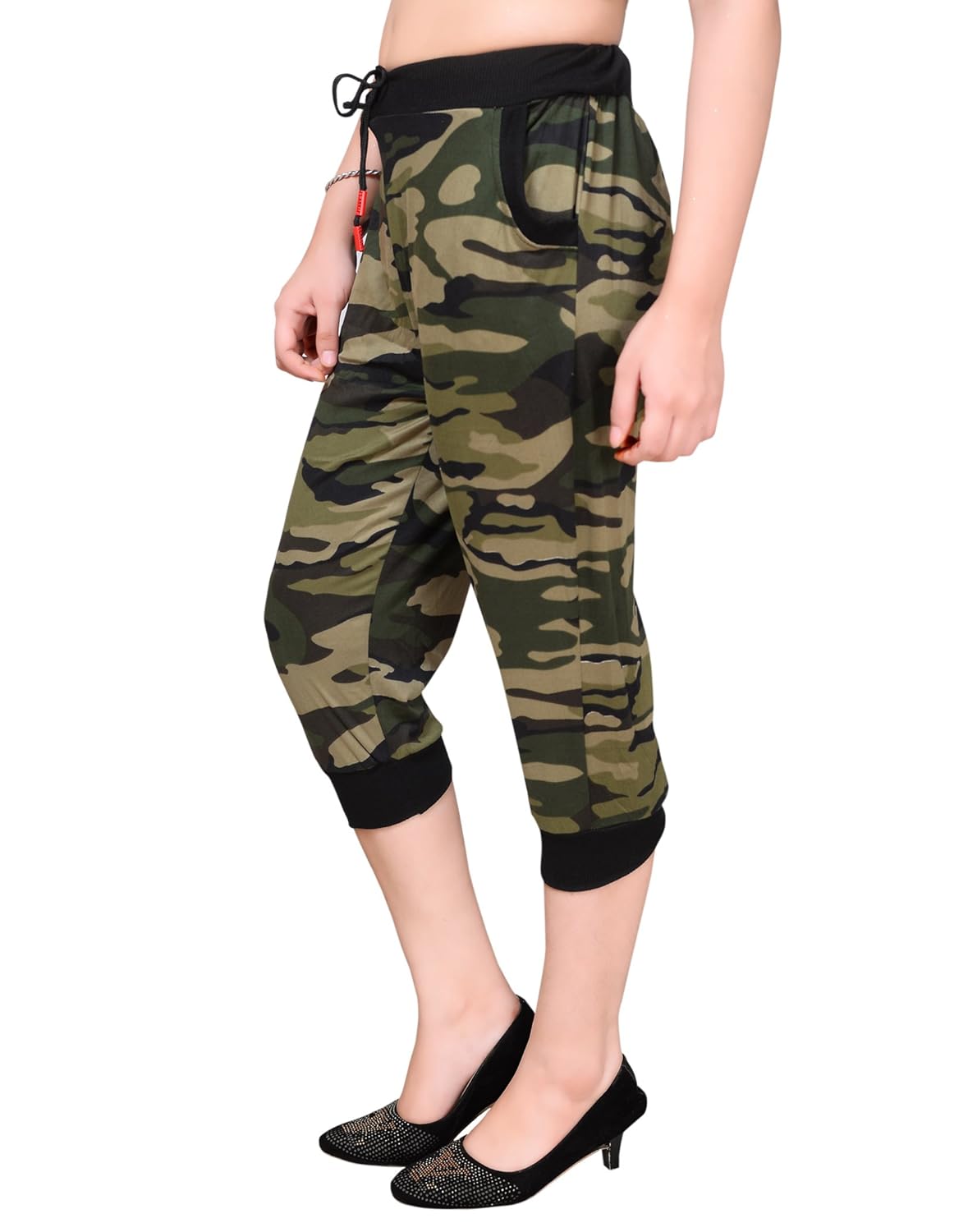 devil women's|girl's army printed capri