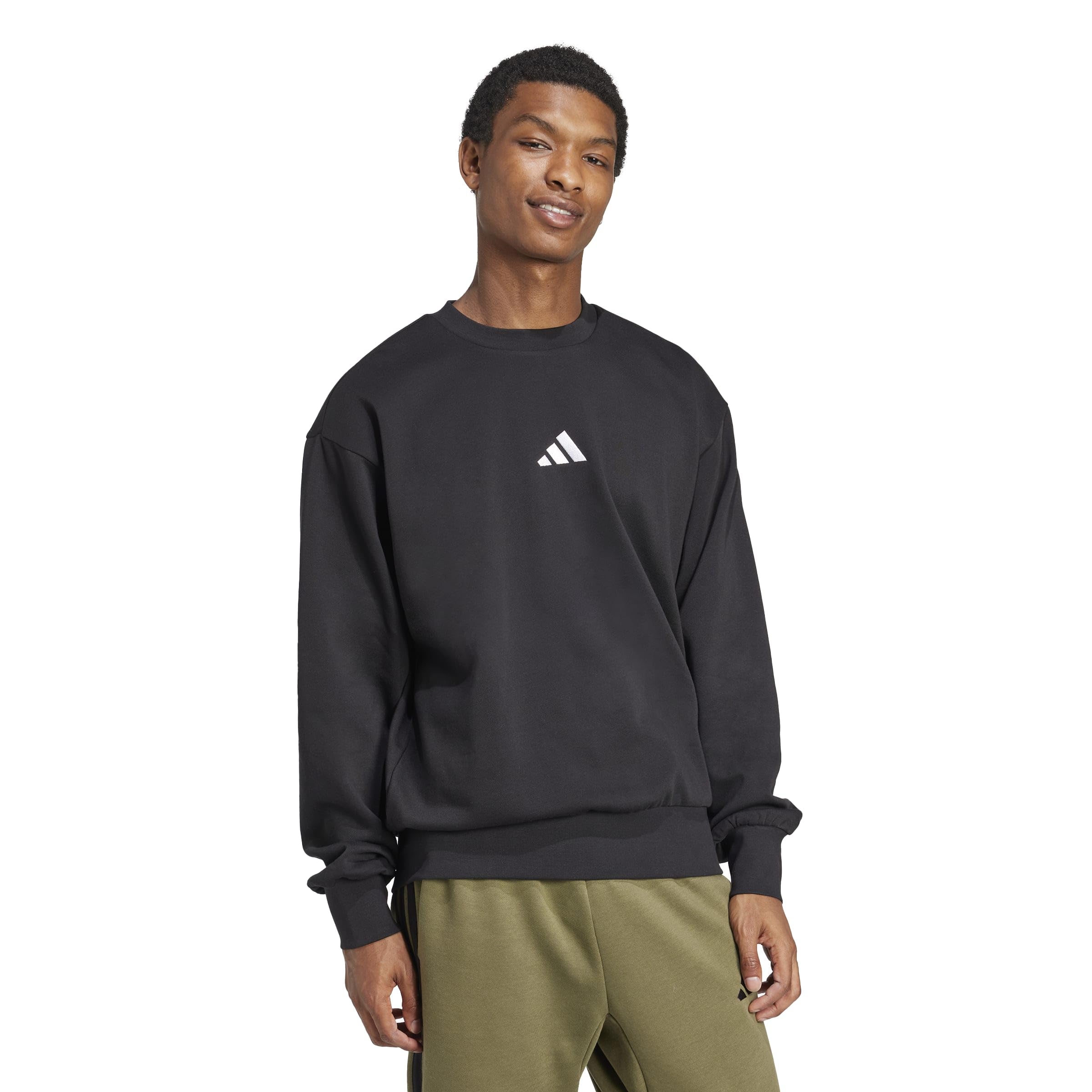 adidas Herren Essentials FEELCOZY Fleece Sweatshirt, Black/White, M 6