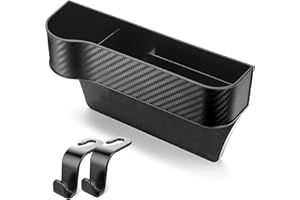 Nisstiiv Car Seat Gap Filler Organizer, Multifunctional Seat Gap Storage Box with Cup Holder, Console Side Extra Pouchs with USB Car Charger, Auto Accessories for Cellphone Wallet Key（Driving side）