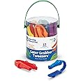 Learning Resources Gator Grabber Tweezers - 12 Pieces, Ages 2+ Fine Motor Tweezers for Kids, Toddler Learning Toys