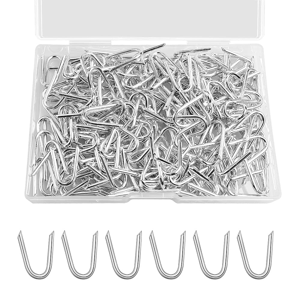 200 PCS Galvanised Netting Staple U Nail, 20 mm Staple U Nail with Plastic Box U Nails Fencing Staples Wire Netting Staples Heavy Duty Netting Staples for Garden(180g)