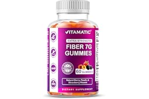 Vitamatic Prebiotic Fiber Gummies for Adults – 7g Fiber per Serving – 60 Pectin-Based Gummies Extra Strength, Zero Sugar Added – Supports Digestive Health & Regularity – Non-GMO, Vegan, Gluten-Free