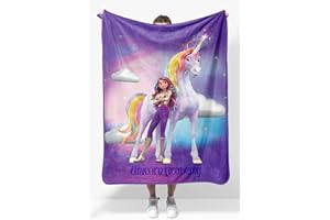 JAY FRANCO Unicorn Academy Sophia and Wildstar Plush Throw Blanket for Girls - Measures 46 x 60 Inches, Super Soft Lightweight Fleece Kids Bedding