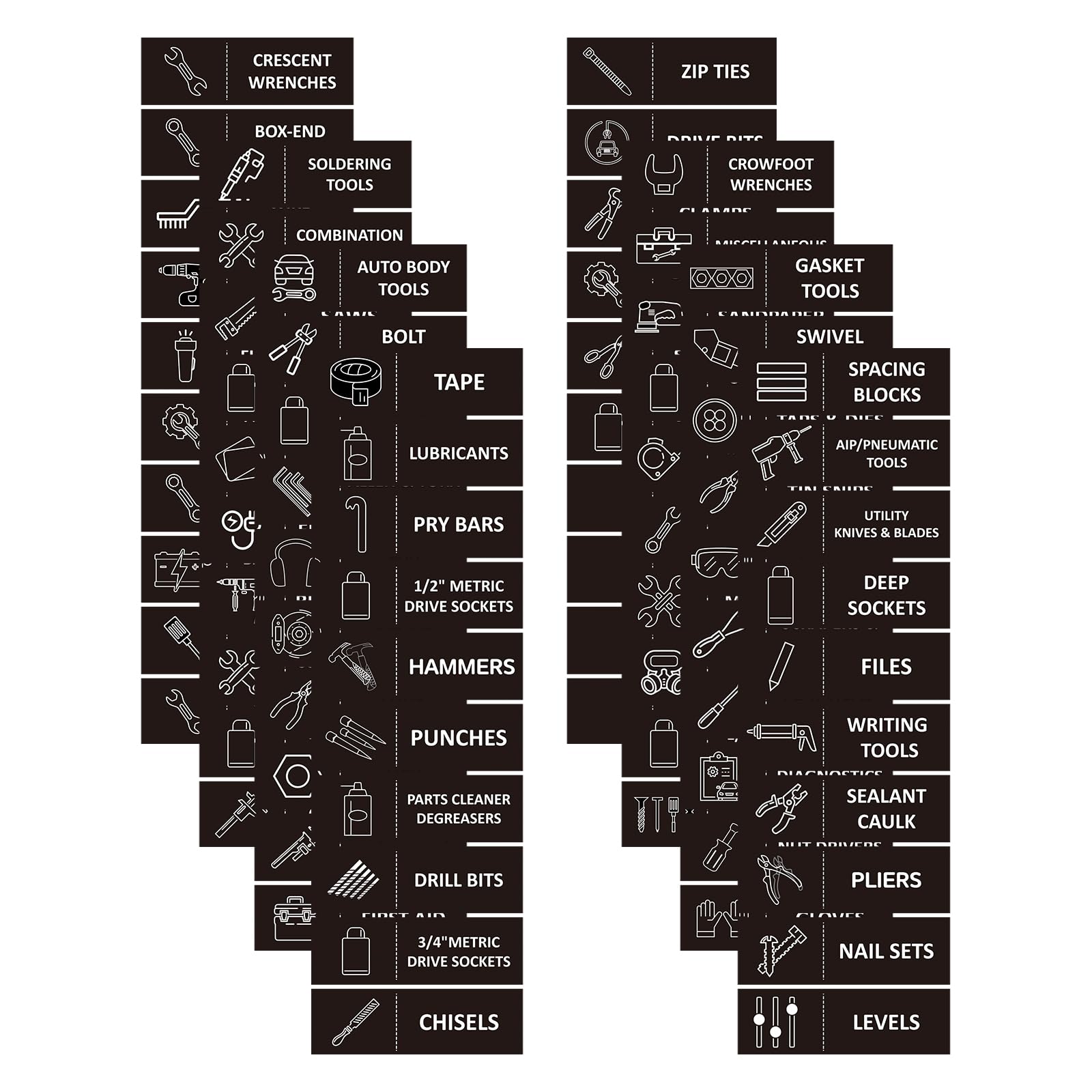 80pcs Toolbox Organization Magnetic Labels, Large Toolbox Drawer Organizer Magnet Stickers, Accessories for All Metal Tool Box Chest Cabinet Easy to Read (Black)