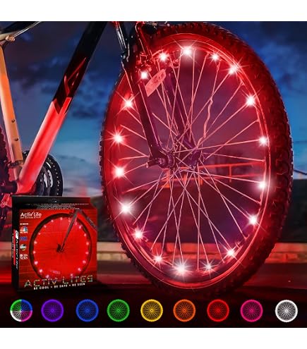 Activ Life Lumières LED pour roue de vélo avec piles incluses, 100 % plus lumineuses et visibles sous tous les angles pour une sécurité et un style ultimes (1 lot de pneus