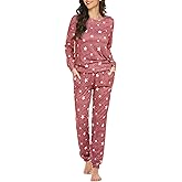 Ekouaer Womens Jogger Pajama Sets Long Sleeve Sleepwear Round Neck Nightwear Soft Pjs Lounge Sets with Pockets