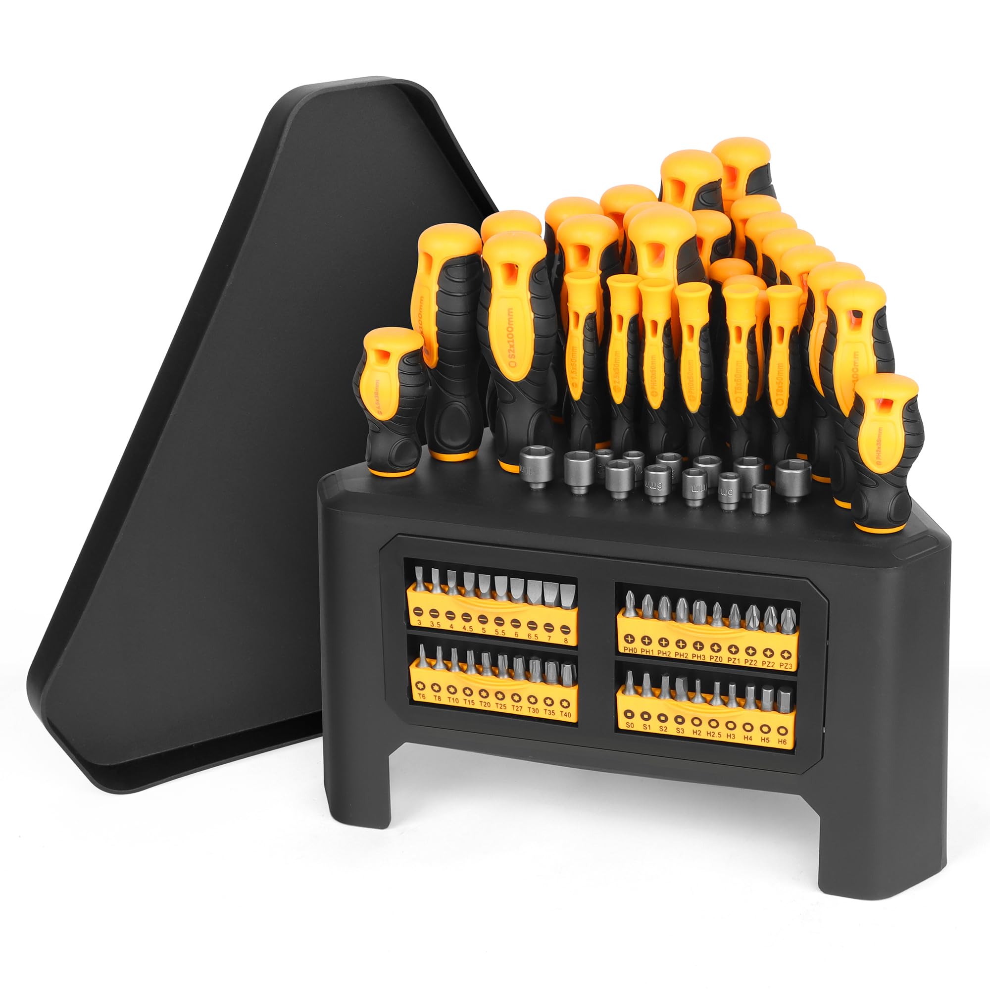 Amartisan 84-Piece Magnetic Screwdriver Set with Quick-Store Rack & Tray, DIY Hand Tool Kit for Men, Gift Idea, Includes Precision Screwdrivers, Ratchet Handle, Nut Drivers & Bit Set Image