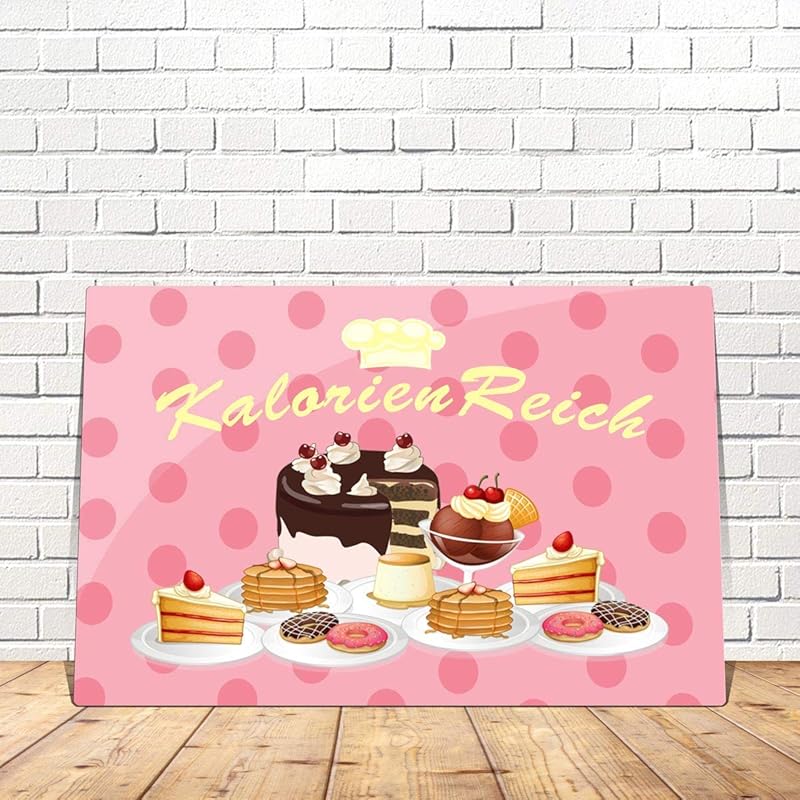 Blechschild Kuchen lustig mit Spruch Kalorien Reich 20x30 cm